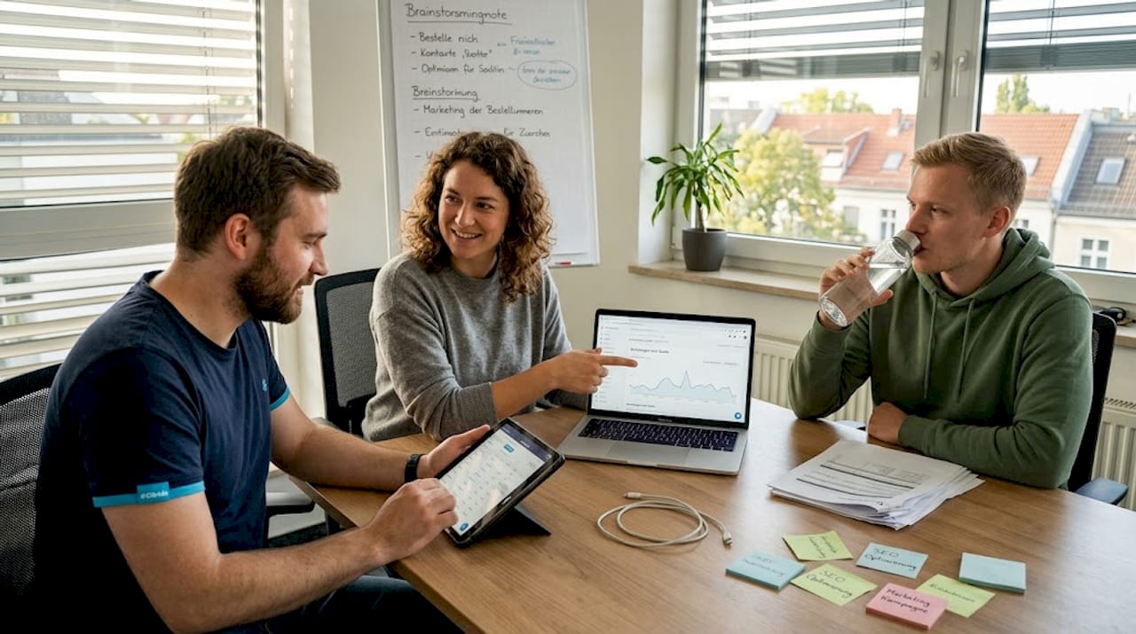 Das E-Commerce-Team entwickelt eine maßgeschneiderte SEO-Strategie, um die Sichtbarkeit des Online-Shops gezielt zu steigern.