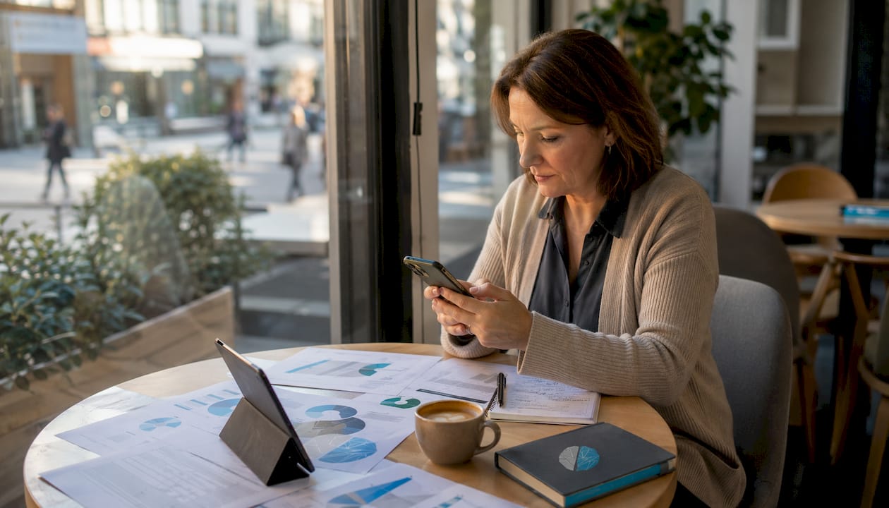 Eine Marketingmanagerin analysiert die Ergebnisse aktueller Retargeting-Kampagnen.